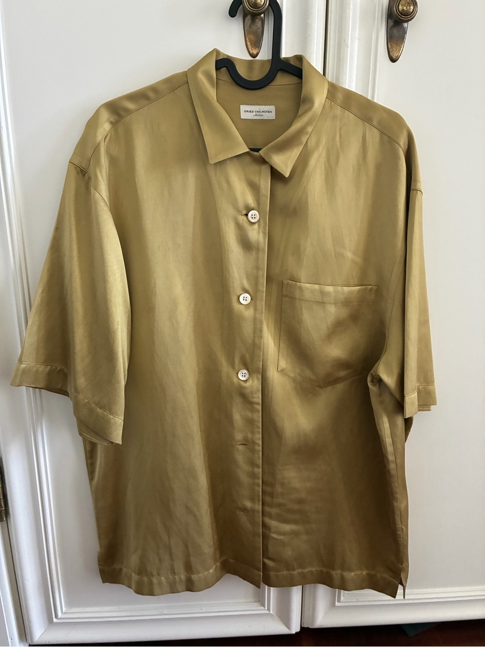 Dries Van Noten oversize mustard/gold short sleeve button down
